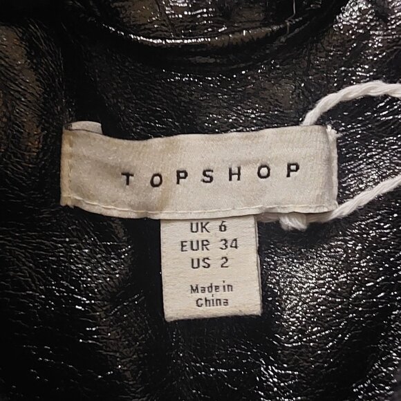 Topshop Black Faux Patent Leather Aviator Jacket - Picture 8 of 13